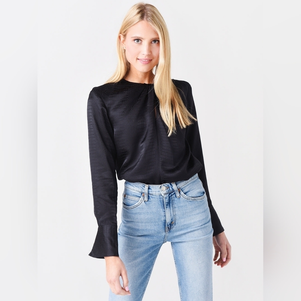 FRAME Women's Twist Neck Long Sleeve Top